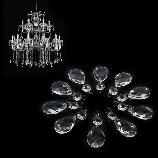 10Pcs Clear Crystal Chandelier Glass Pendant Lamp Prism Part Hanging Drop Decor